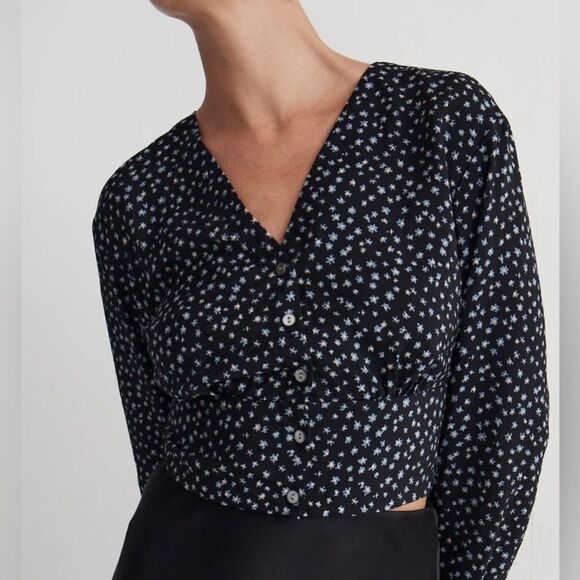 Madewell floral v-neck button front shirt size Small - Picture 2 of 8